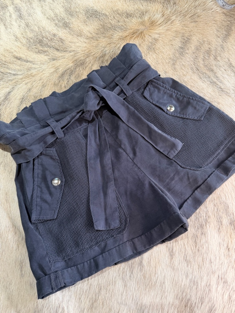 BlankNYC Paperbag Waist Shorts XS Blue Tie Waist Utility Summer Shorts